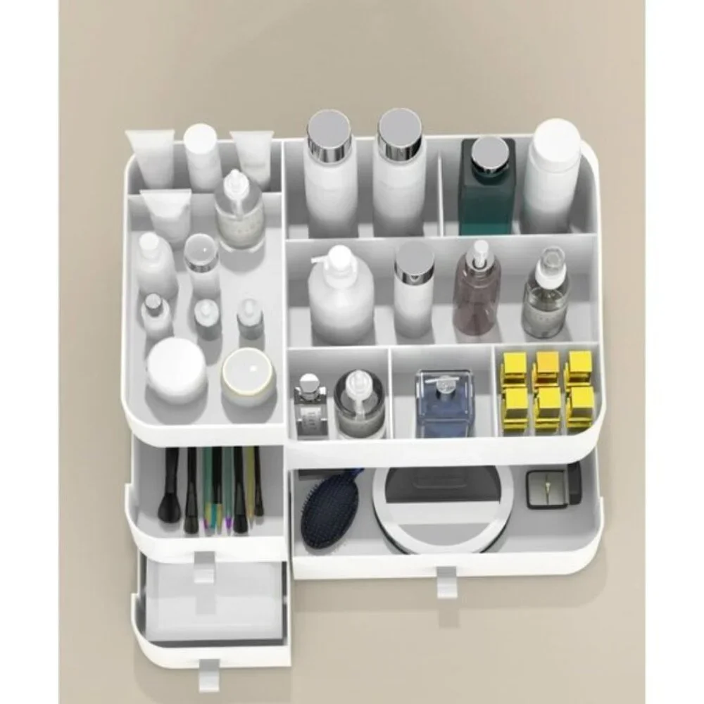 New Makeup Organizer for Vanity, Large White Drawer Storage for Skincare